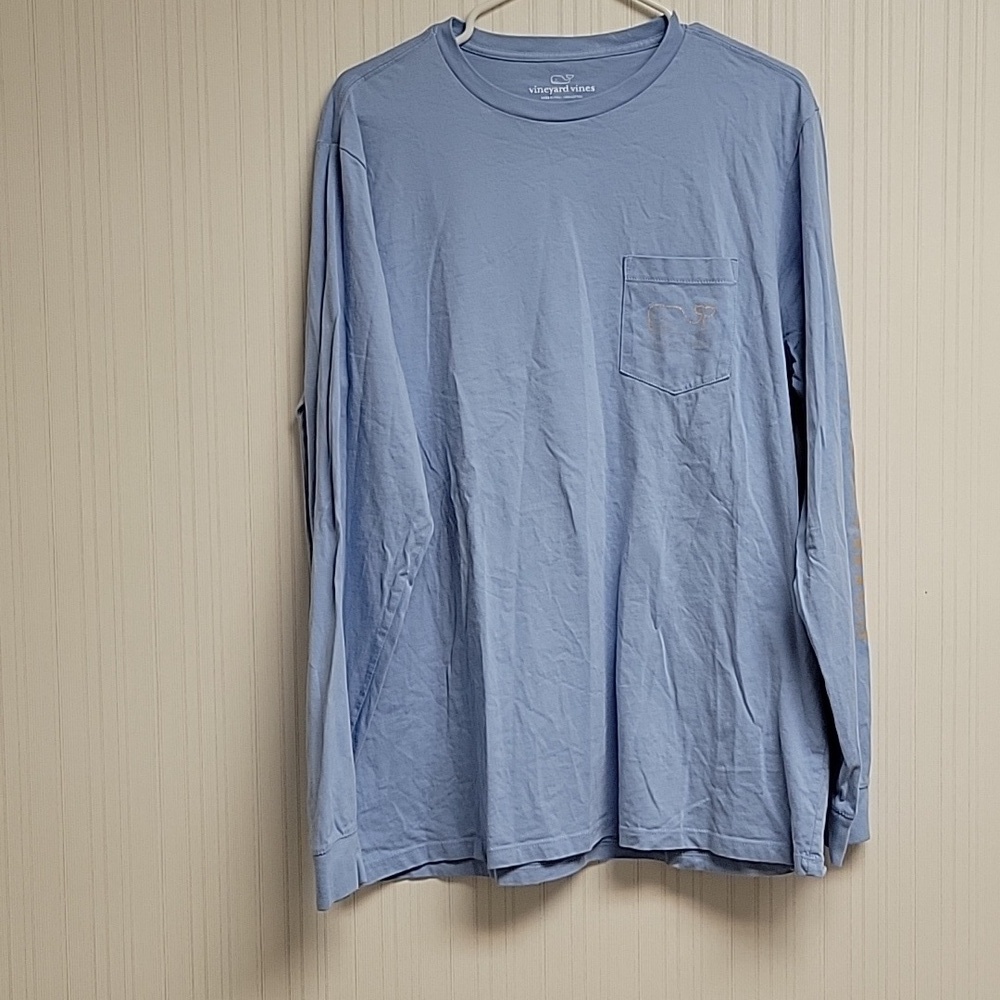 Vineyard Vines Long Sleeve Tee Light Blue with Orange Whale, Men's Sz Med - Picture 3 of 7